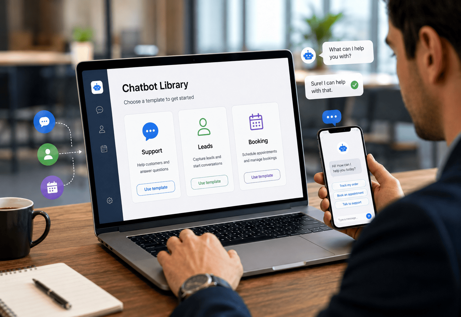 Chatbot library showing reusable customer conversation workflows