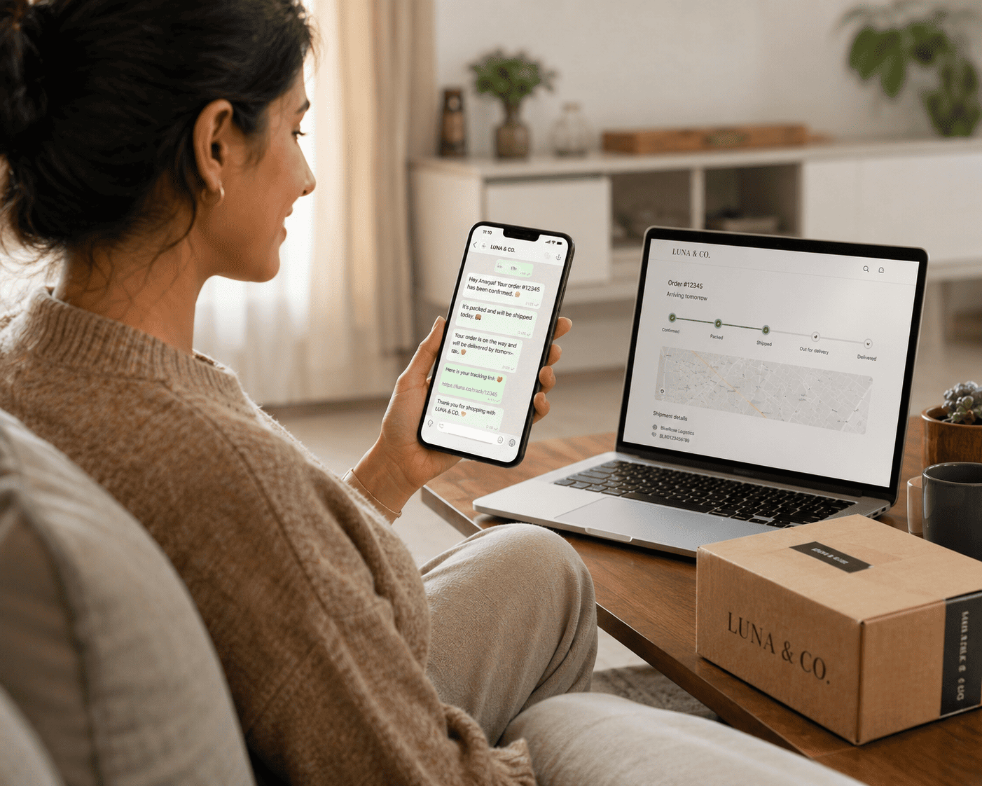 Ecommerce customer communication with automated replies and team support