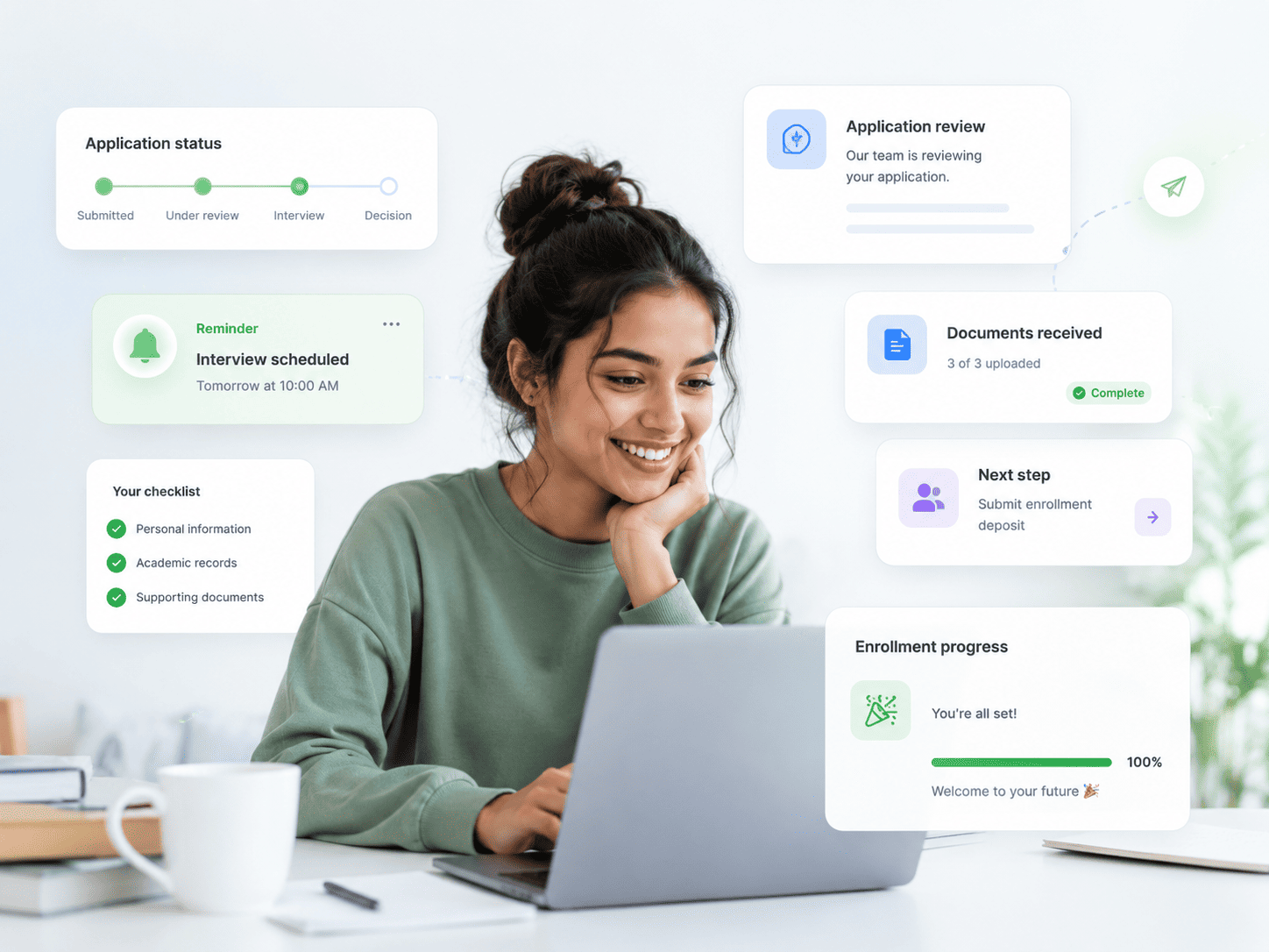 Student admission enquiry and enrolment follow-up on WhatsApp