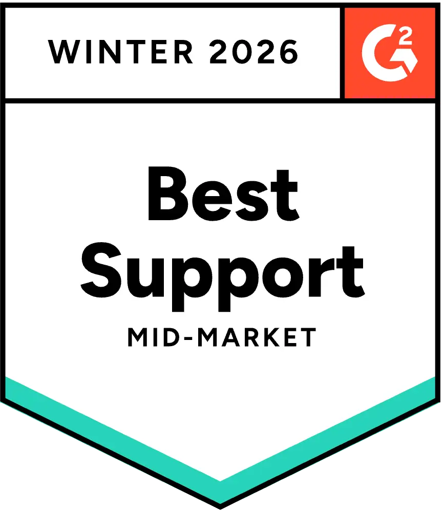 Best Support Mid-Market software recognition badge
