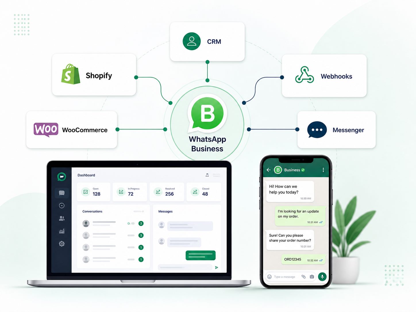 Marketing integrations connecting Shopify, WooCommerce, CRM tools and custom systems with customer messaging workflows
