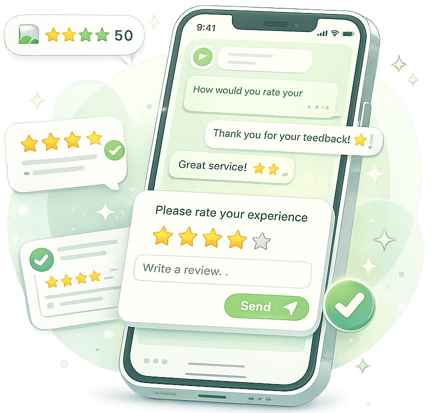 WhatsApp customer feedback and rating conversation