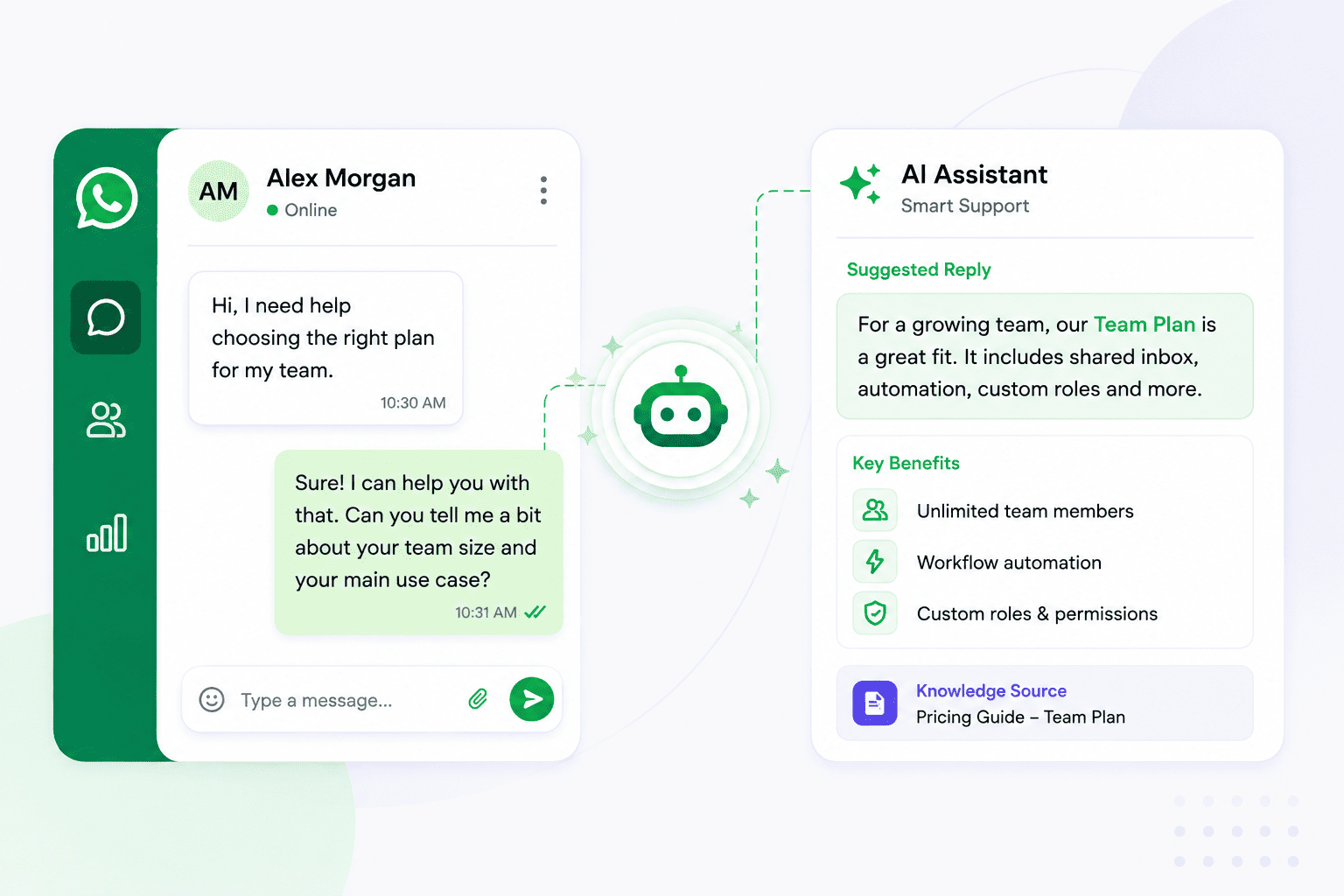 AI assisting a teammate during a customer conversation